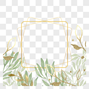 金箔树叶婚礼正方形金色边框图片