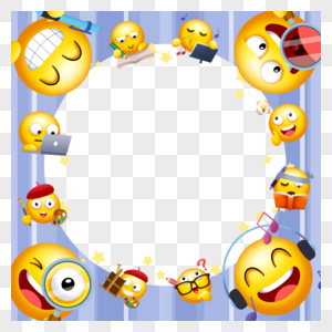 emoji表情蓝色快乐边框图片