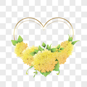 绣球花卉水彩心形边框图片