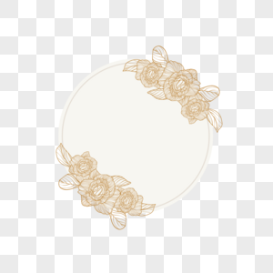 金色线稿花卉圆形边框图片
