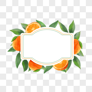 橙子水果水彩边框图片