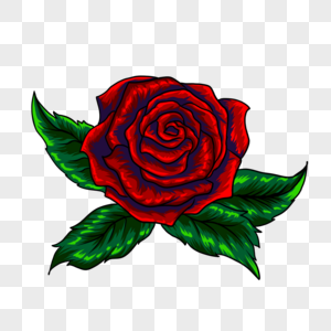 玫瑰花卉纹身卡通红色图片