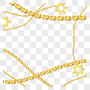 金链边框写实金色链子星形吊坠图片