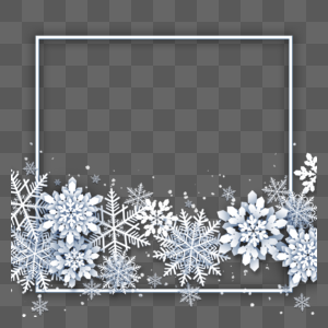 创意方形图案冬天雪花边框图片