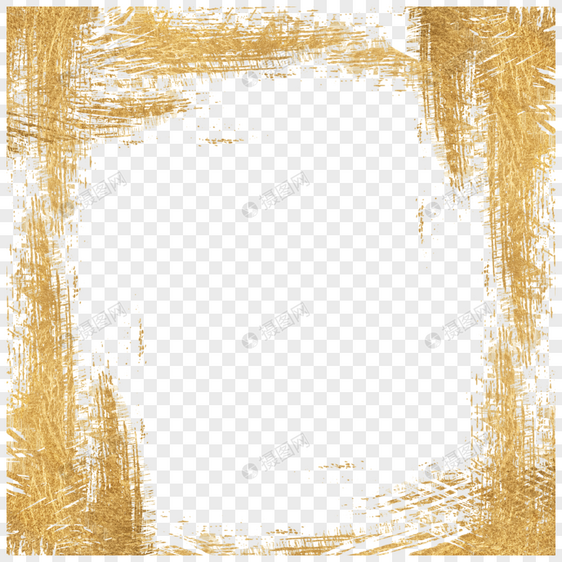 创意模糊纹理金色笔刷抽象边框图片