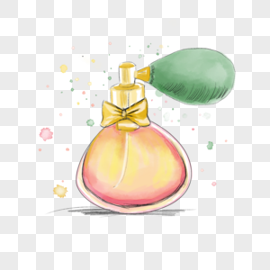 水彩风格香水瓶插画图片