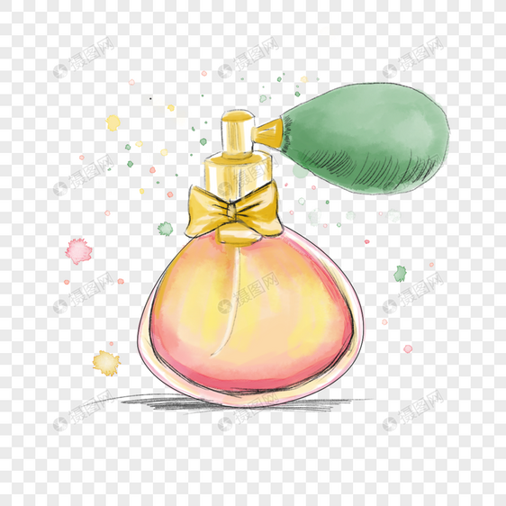 水彩风格香水瓶插画图片