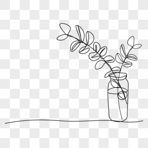 抽象线条画植物枝叶图片