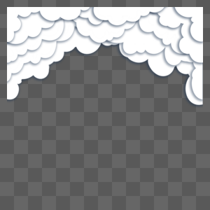 剪纸风格的白云天空云朵白色图片