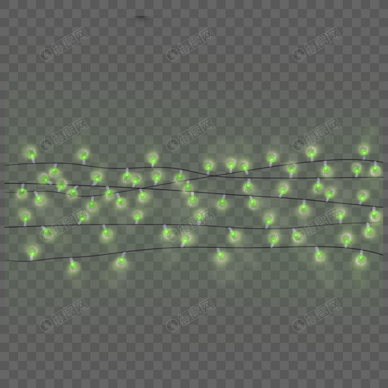 简洁绿色小灯泡灯串节日装饰图片