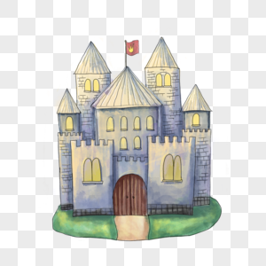 大型水彩城堡插图图片