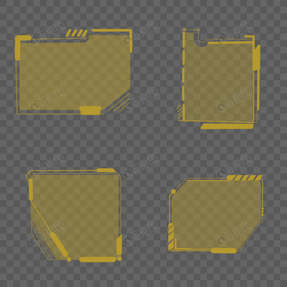 黄色半透明科技数字信息框图片