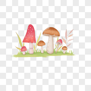 童话水彩蘑菇植物图片