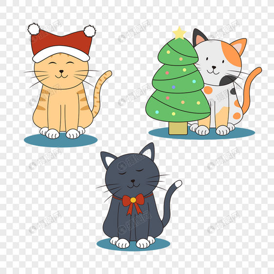 卡通可爱圣诞猫咪图片