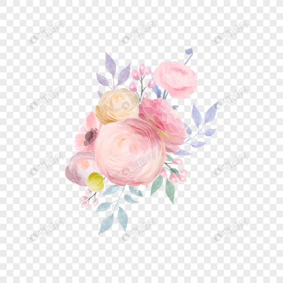 粉色水彩婚礼花卉花毛茛图片