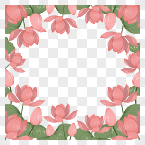 清新粉色水彩荷花花卉边框图片