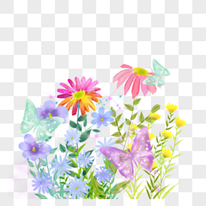 彩色蝴蝶花卉光效样式图片