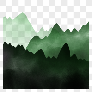 绿山与森林树水彩画图片