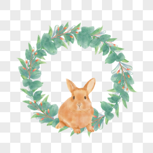 棕色小兔子卡通水彩动物边框图片