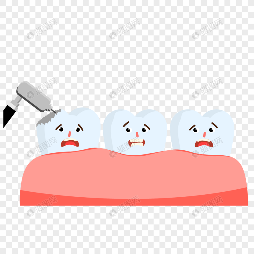 钻开坏掉的牙齿保健插画图片