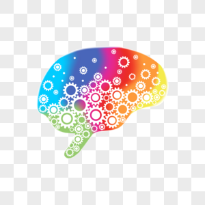 彩色掉落齿轮概念创造大脑图片