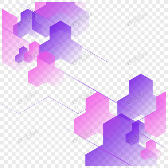 紫色幻彩立体图形商务抽象几何边框图片