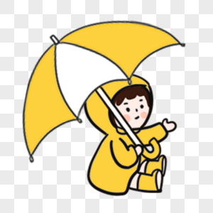 主题蹲在地上撑着伞的小朋友图片