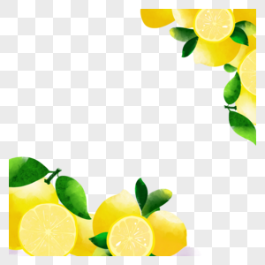 黄色柠檬水果水彩边框图片