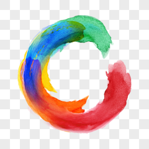 撞色笔刷彩虹色水彩圆环图片