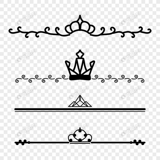 王冠线条分隔线复古图片