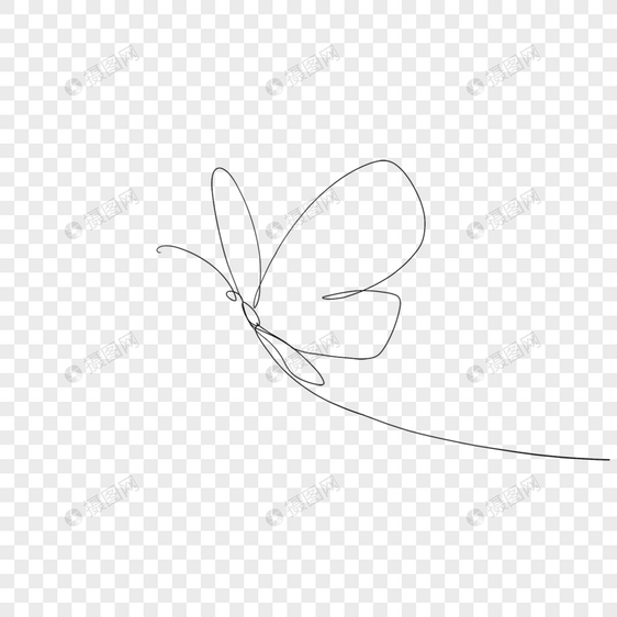 抽象线条画扇动翅膀蝴蝶图片