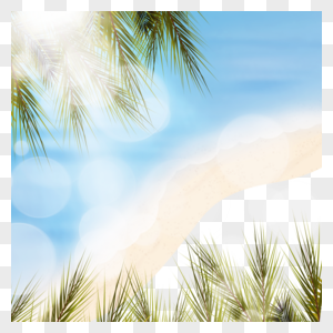夏季蓝天沙滩海水边框图片