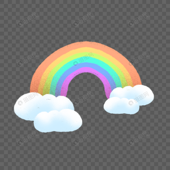 彩色渐变卡通水彩彩虹云朵剪贴画图片