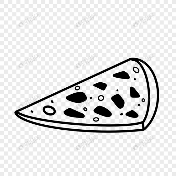创意黑白单色涂鸦一块披萨图片