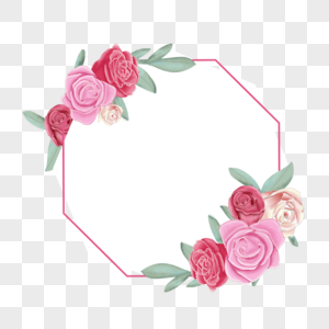 水彩玫瑰花卉边框美丽图片