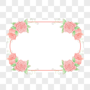 水彩玫瑰花卉边框粉色植物图片