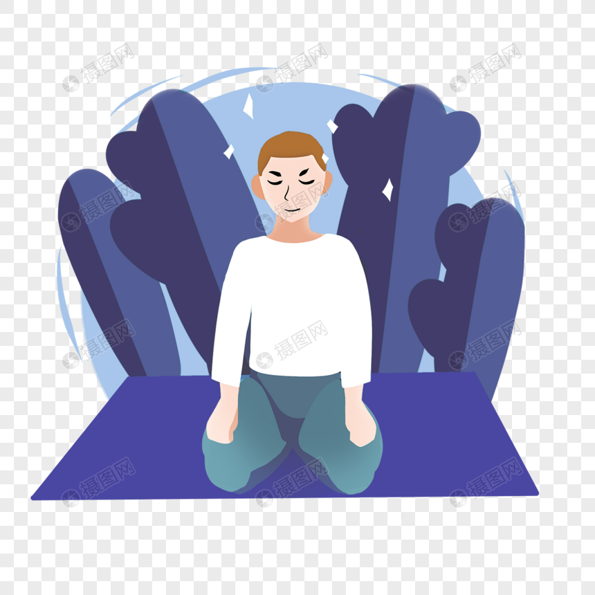 冥想运动男人金刚坐插画