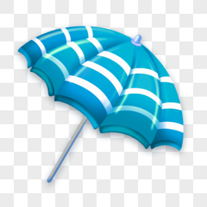 夏季海边沙滩蓝色条纹遮阳伞图片