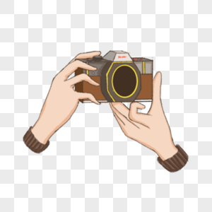 双手拍照棕色手持相机图片
