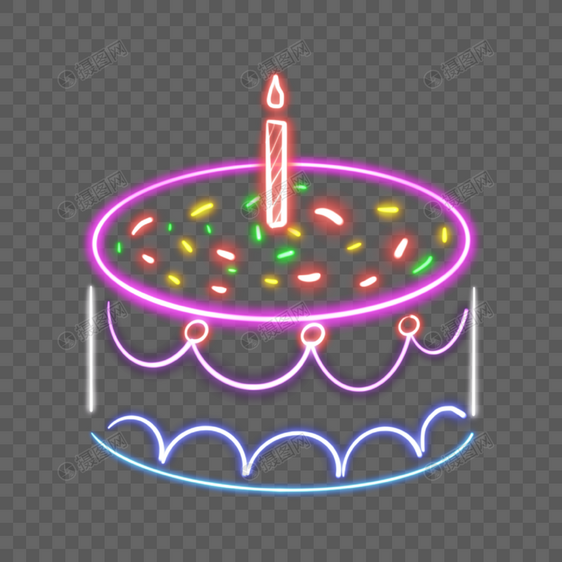 霓虹彩色生日蛋糕图片