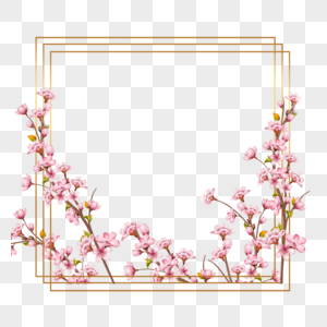 春天樱花枝条创意花卉边框图片