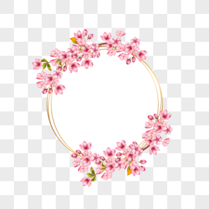 粉色樱花开放春天环绕边框图片