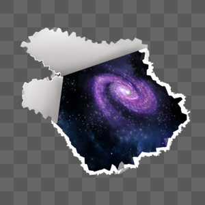 紫色银河旋涡撕破纸张图片