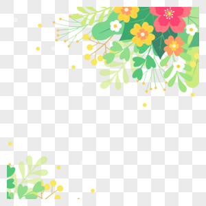 彩色向阳花春季花卉边框图片