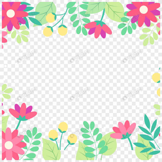 浪漫紫色彩绘春季花卉边框图片
