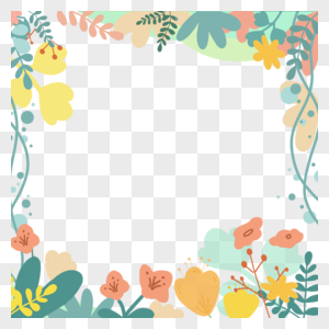 淡黄色手绘花朵春天花卉边框图片