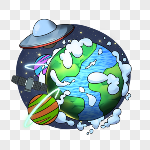 太空星球卡通星球地球图片