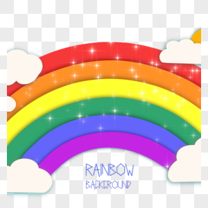 剪纸风格彩色彩虹背景图片