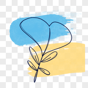 毕加索风格花卉叶子抽象单线条画图片