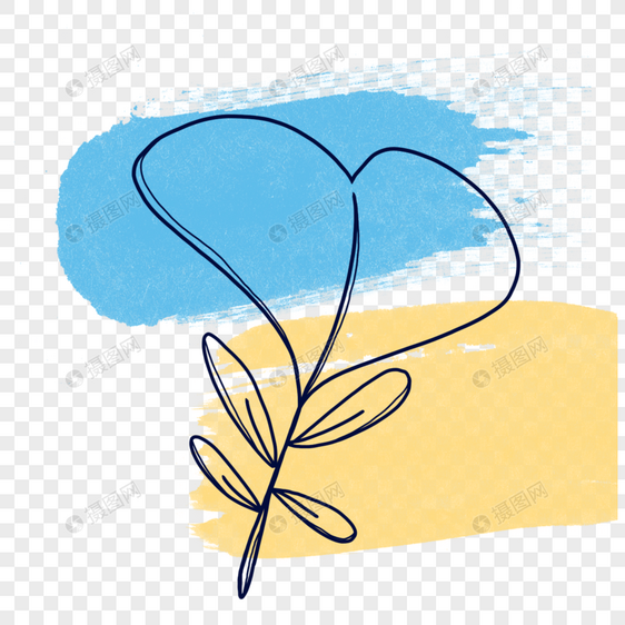 毕加索风格花卉叶子抽象单线条画图片